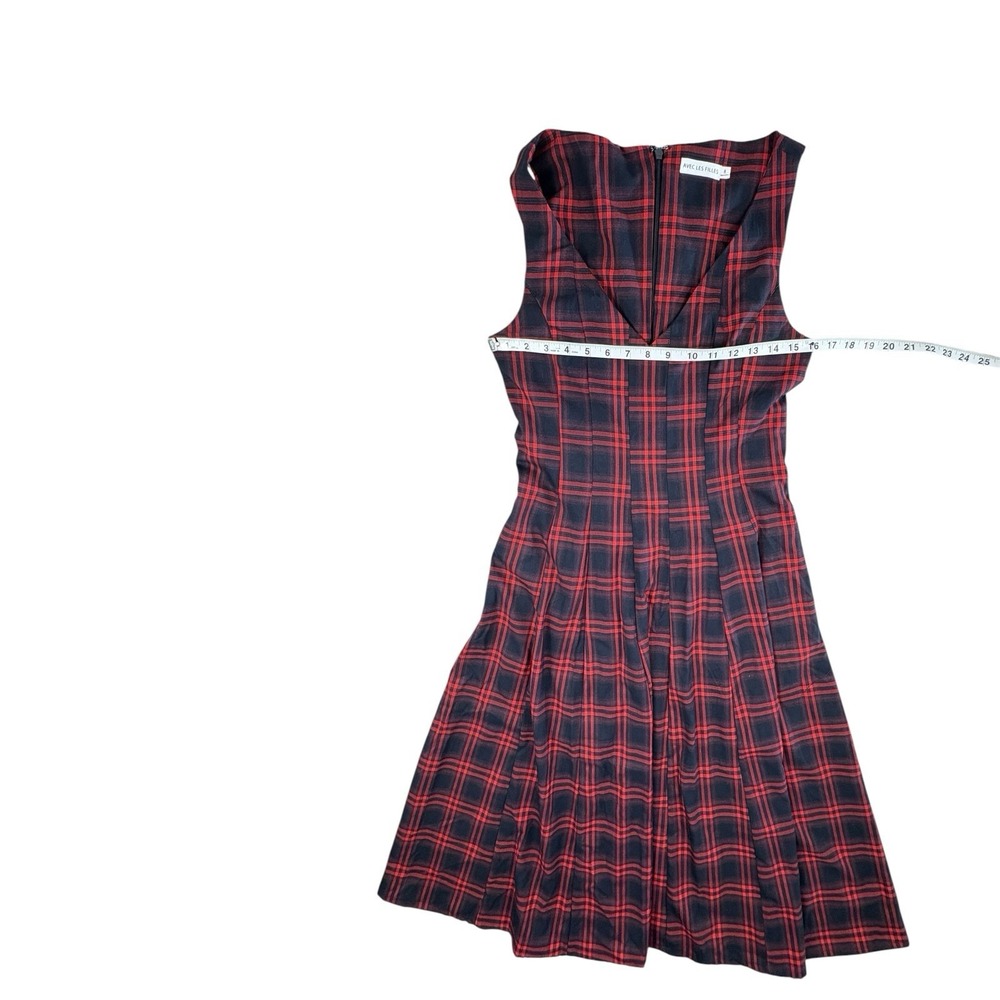 Avec Les Filles Red Black Plaid Sleeveless Midi Dress Women's Size 8 NWOT - Picture 6 of 7